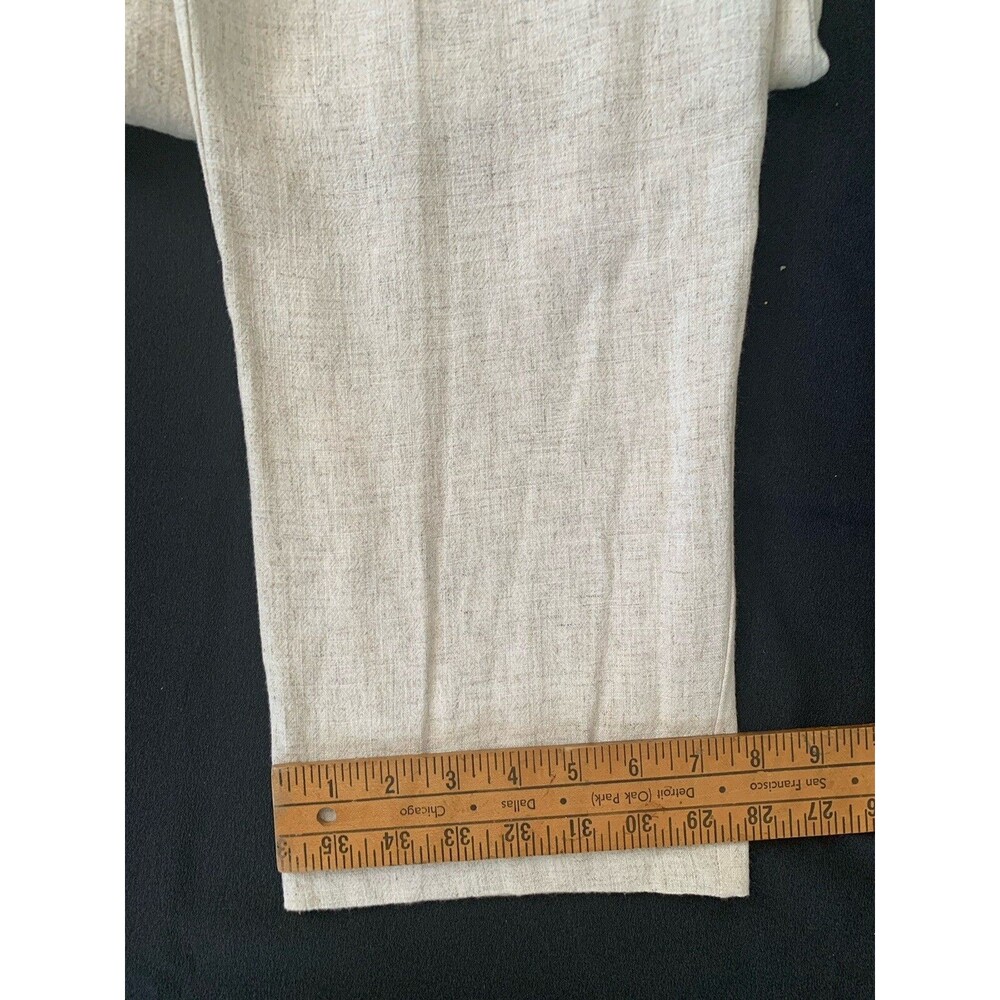 Linen Blend Pleated Pants Rope Belt Large Beige Natural Coastal Cottage Beach - Picture 13 of 16